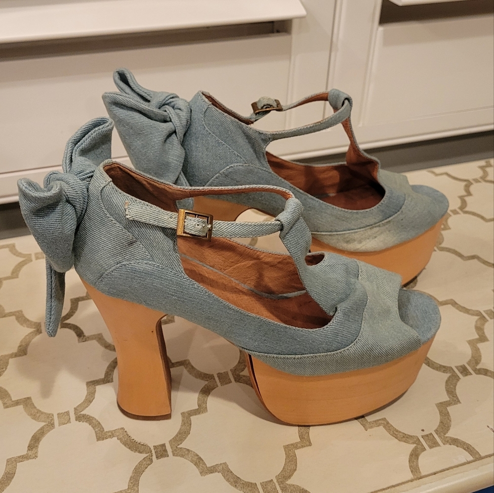 Wildfox by Jeffrey Campbell Denim Heels with Bow